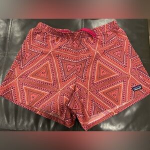 Patagonia Pink and Orange Geometric Athletic Shorts
